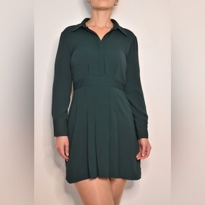 Top Shop Ling Sleeve Mini Dress in Dark Green